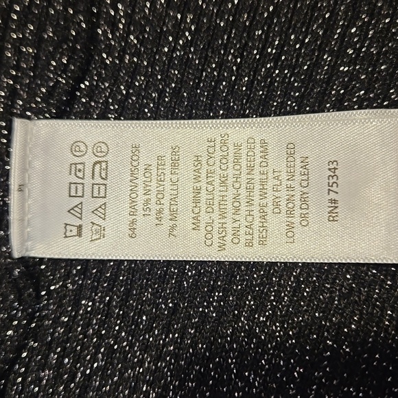 Bailey 44 Black Long Sleeve Stretchy Bodycon Midi Dress Metallic Thread Size M - Picture 8 of 10